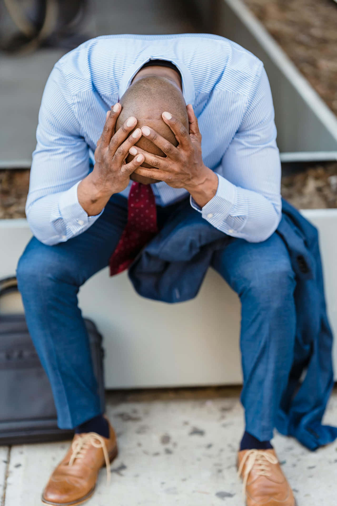 Bald Man Stressed Outdoors.jpg Background