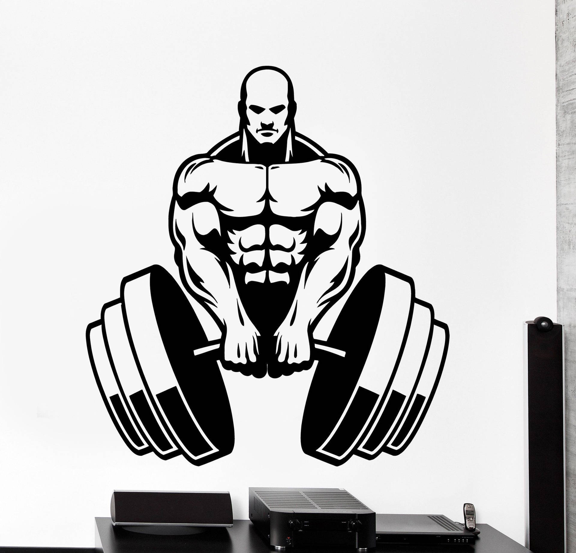 Bald Man With Barbell Print Background