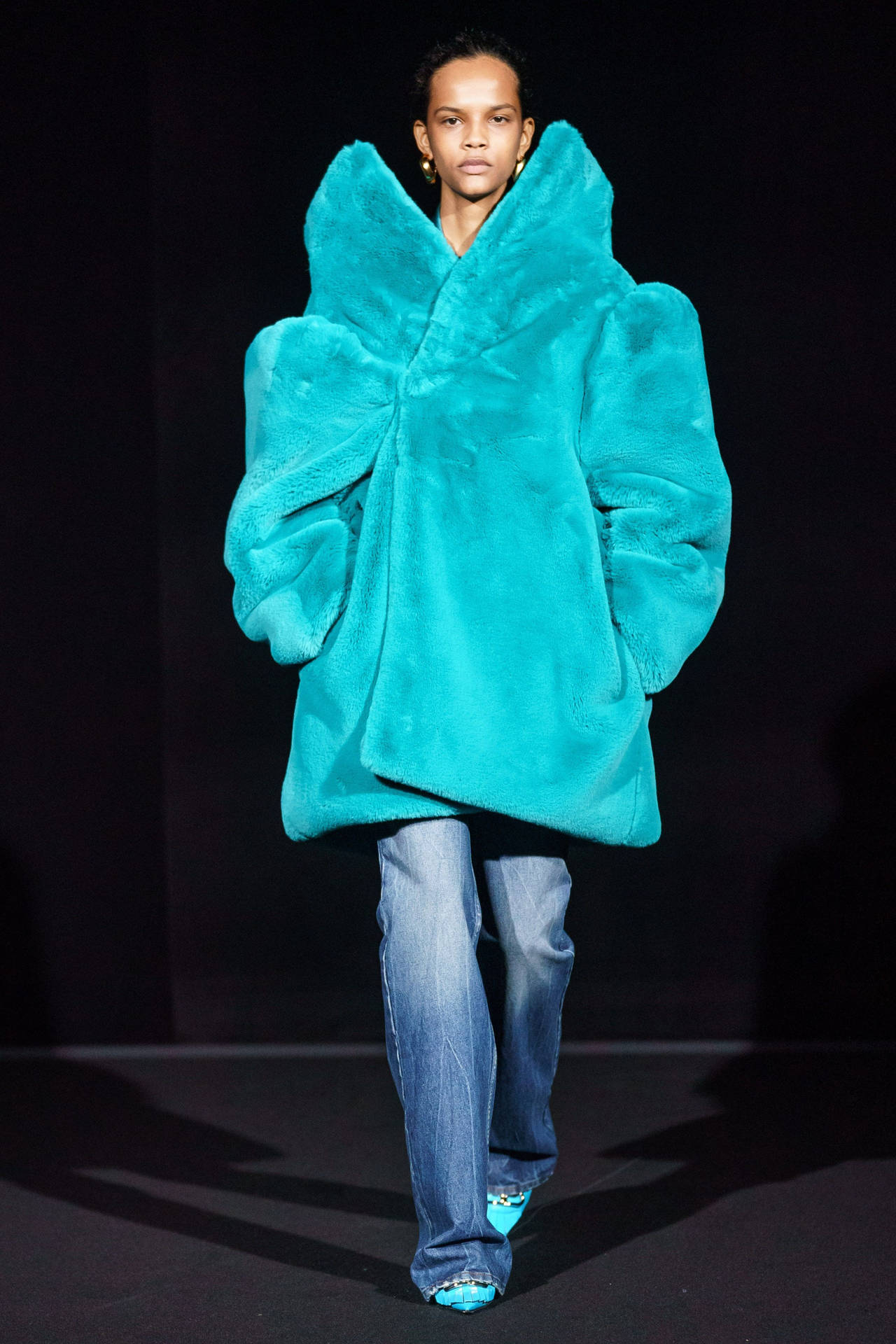 Balenciaga Blue Fluffy Coat Background