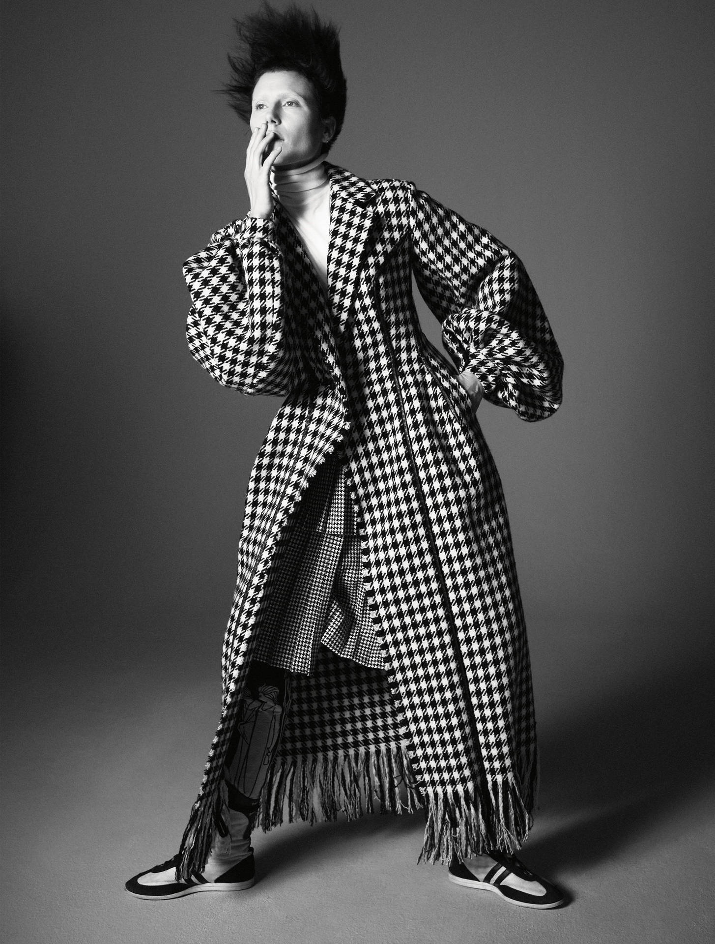 Balenciaga Checkered Pattern Coat Background