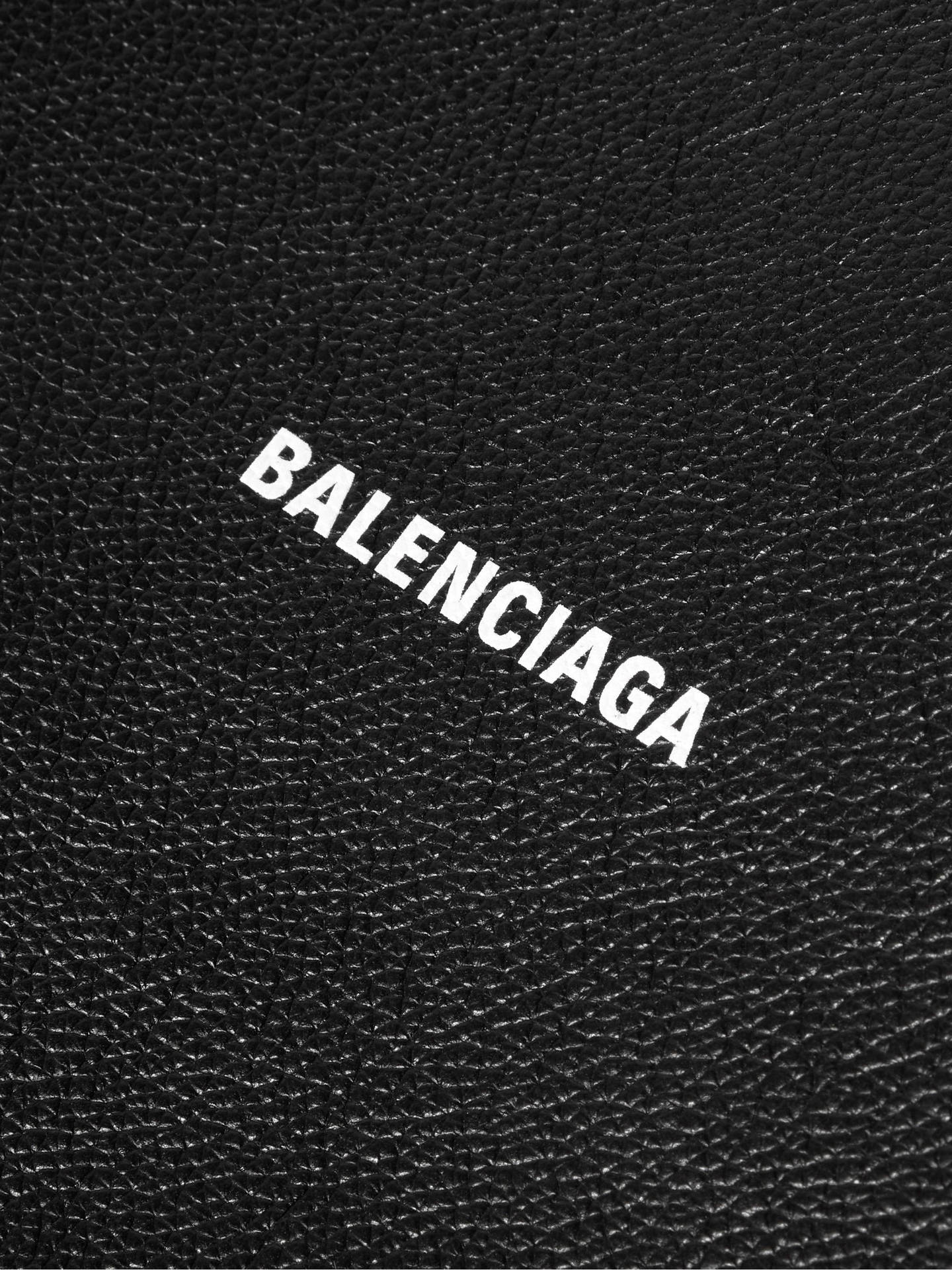 Balenciaga Logo On Leather Background