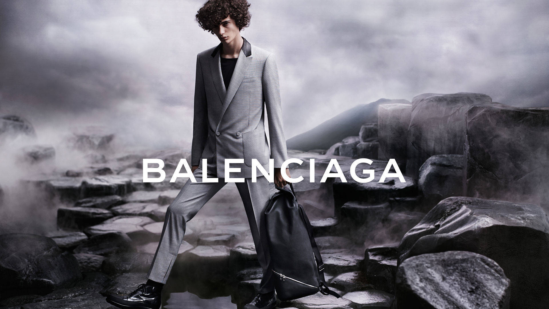 Balenciaga Male Model In Suit Background