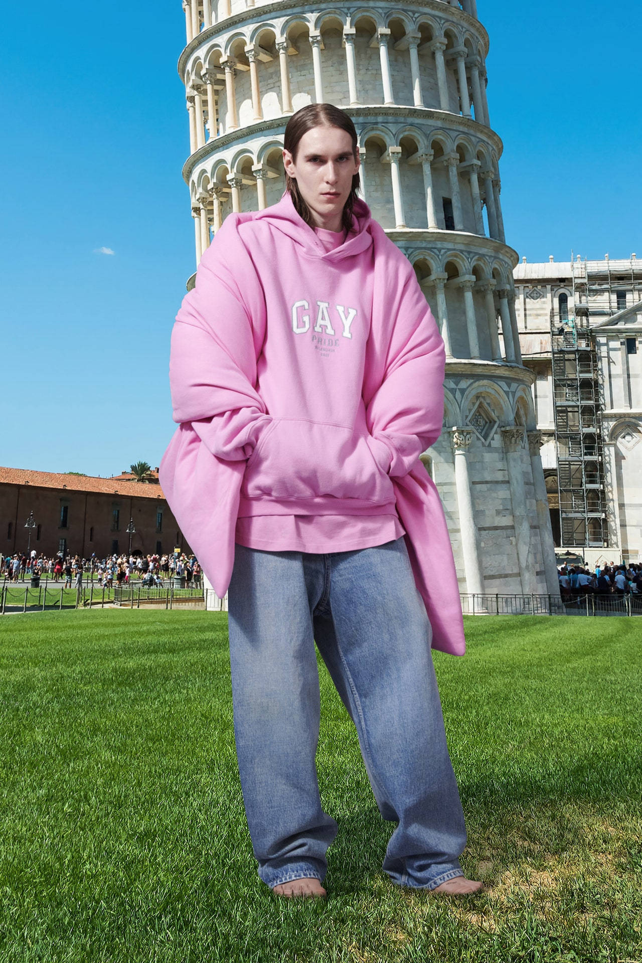 Balenciaga Pink Hoodie Background