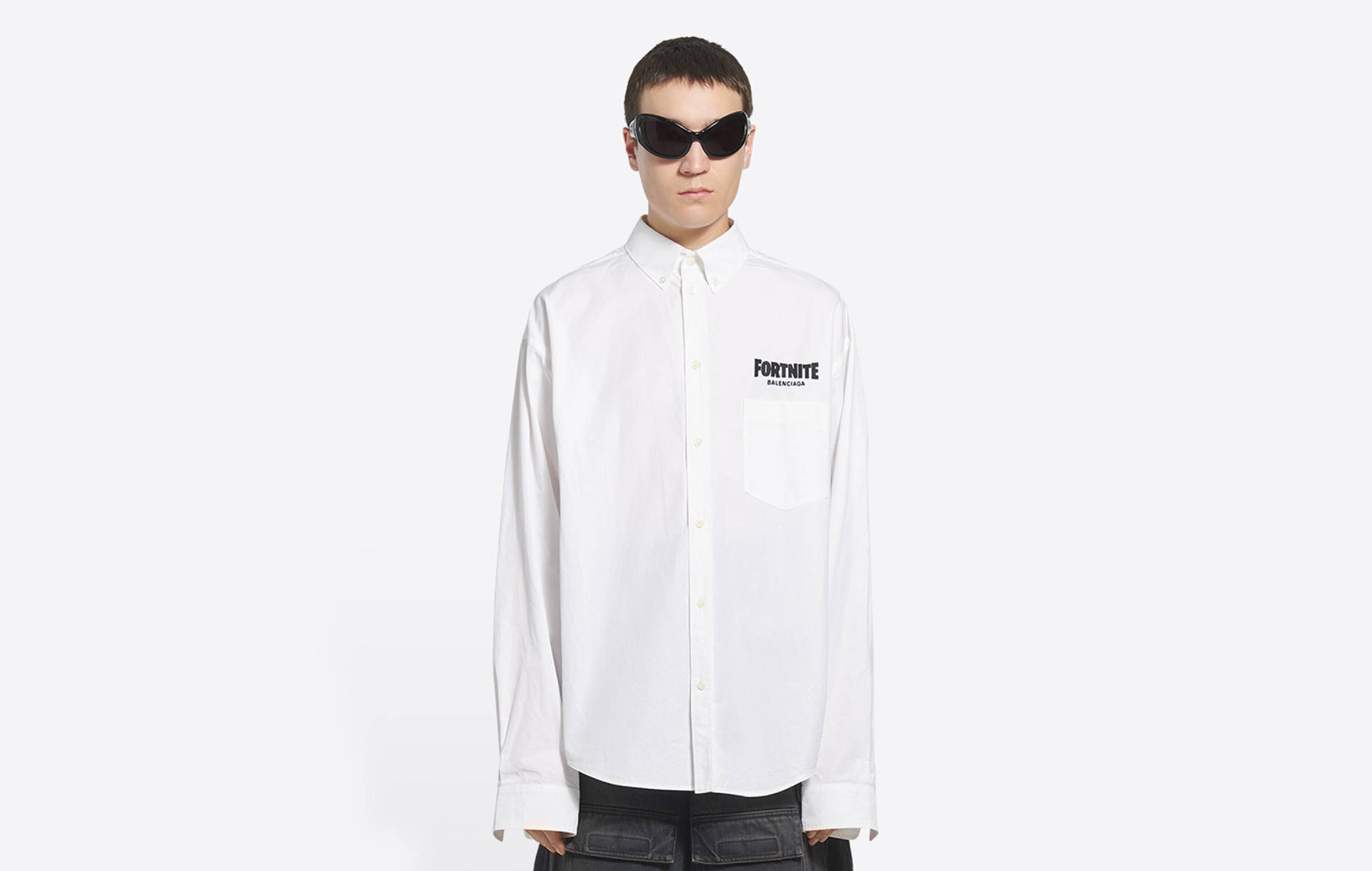 Balenciaga White Long Sleeve Shirt Background