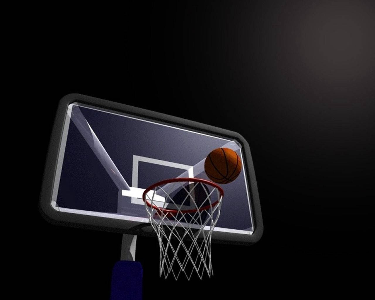 Ball On Basketball Board And Ring Background