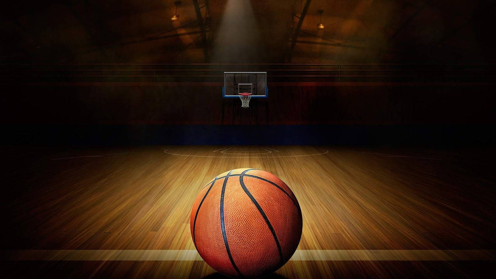 Ball On Basketball Court Light Background