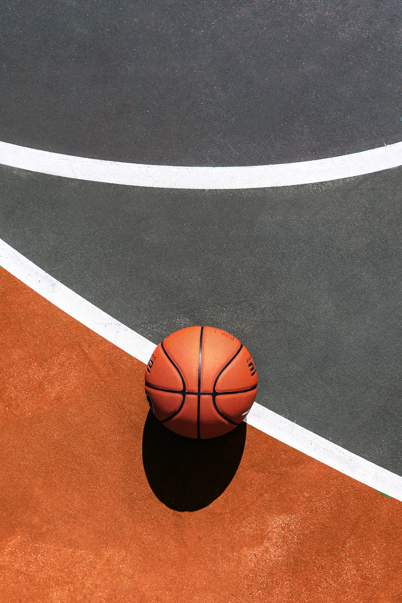Ball On Basketball Court Top Focus Background