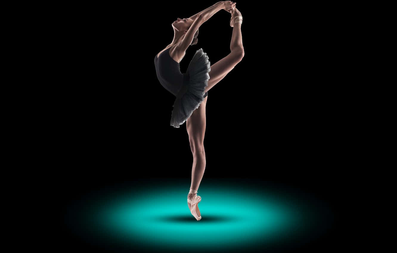 Ballerina Dance Arabesque Neon Digital Art Background