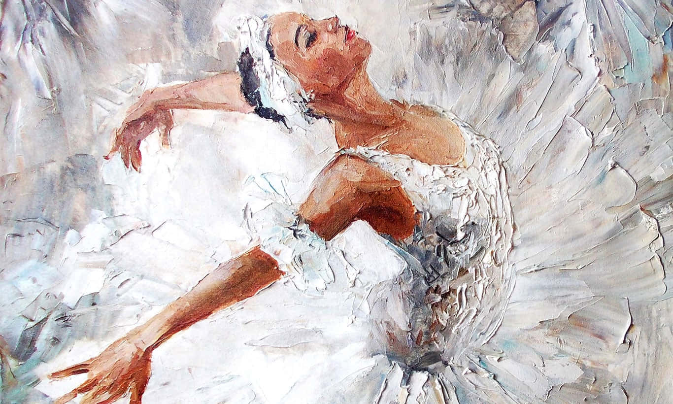 Ballerina Dancer Arabesque Close Up Oil Painting Art Background