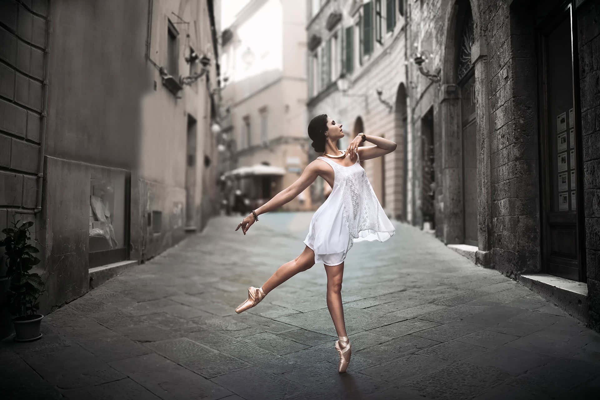 Ballerina Dancer City Creative Photography Background