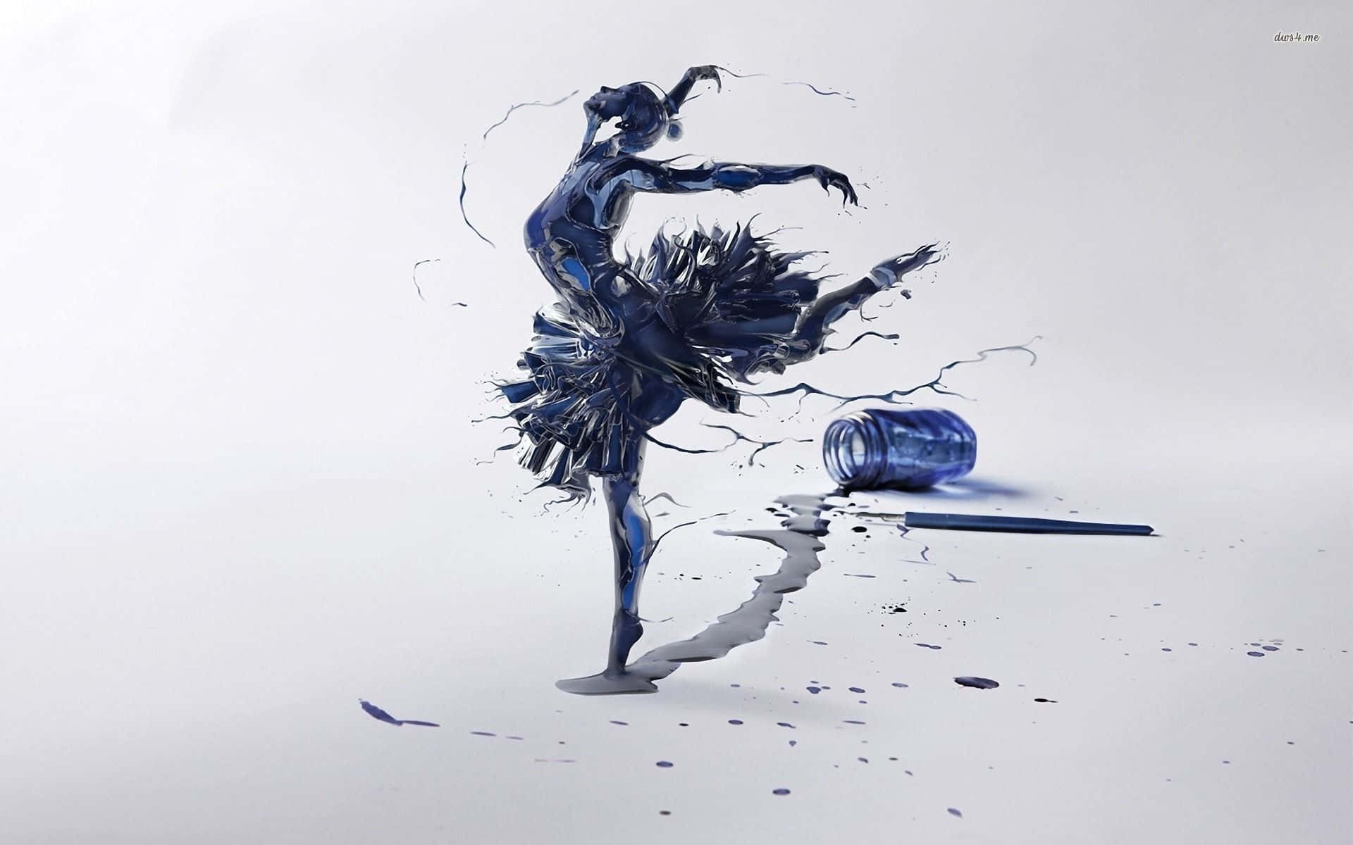 Ballerina Dancer Pose Ink Digital Art Background