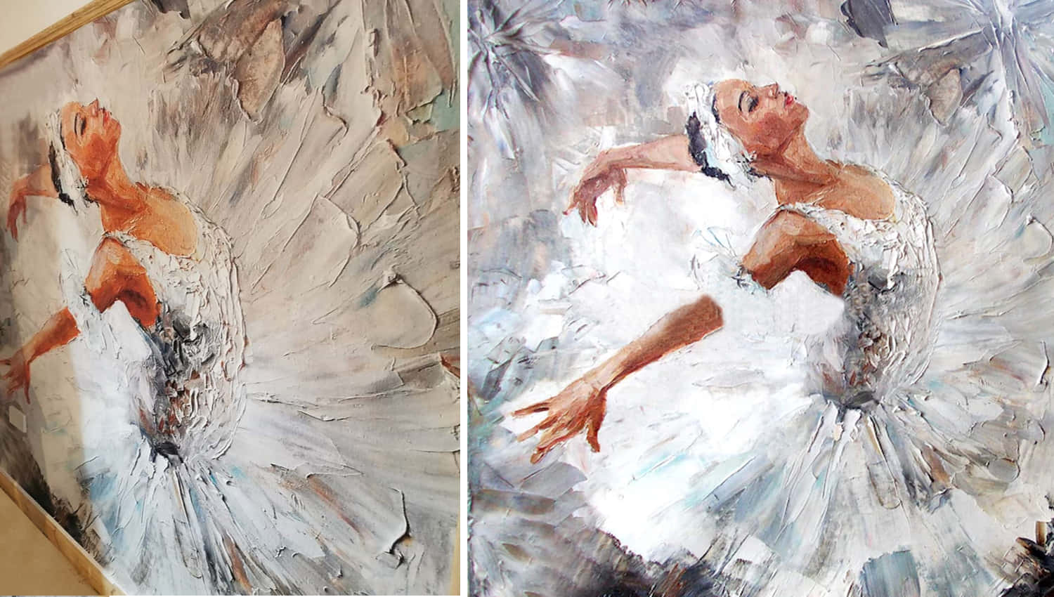Ballerina Dancer White Tutu Oil Painting Art