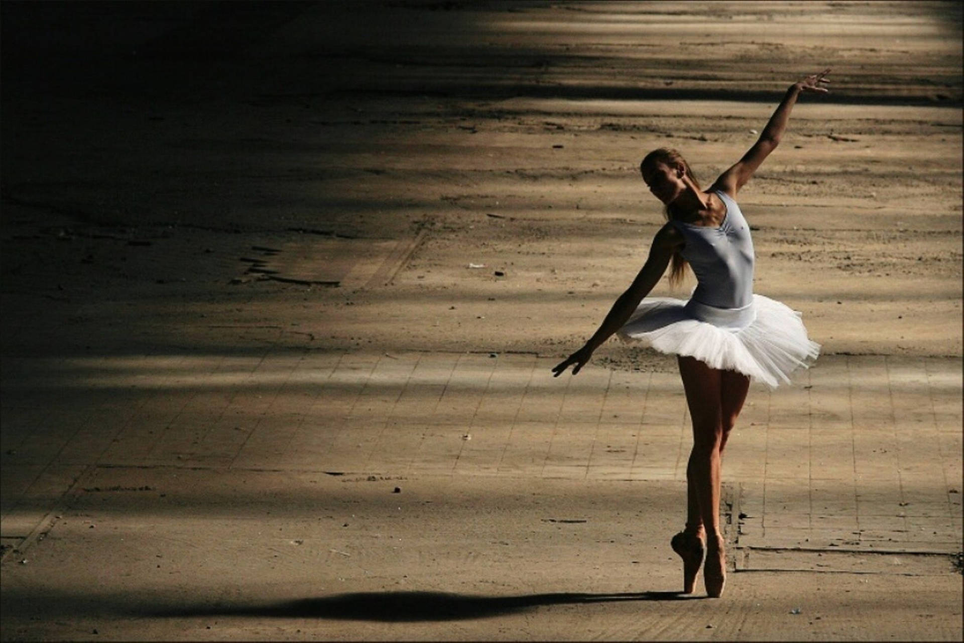 Ballet Dancer In Open Space Background