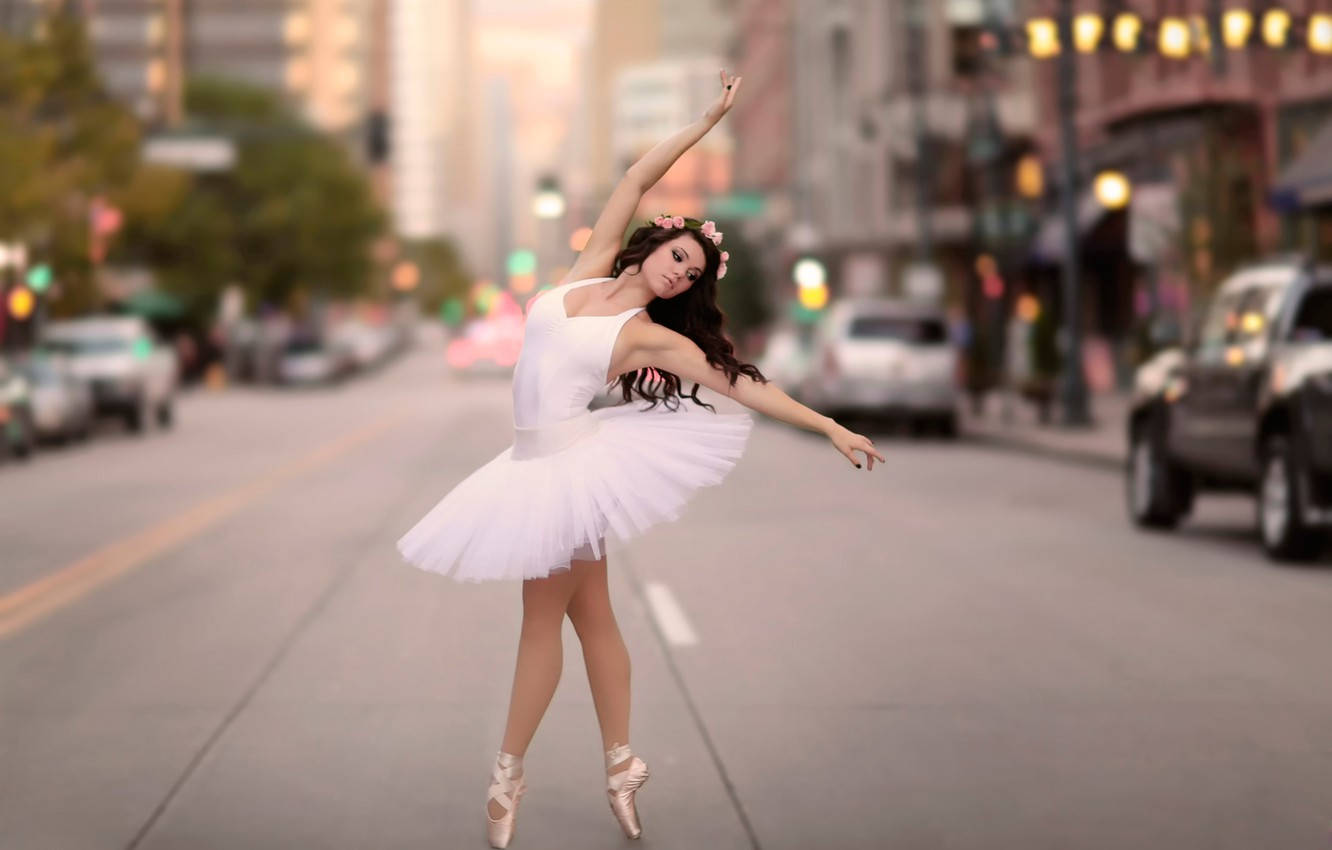 Ballet Dancer In Street Background