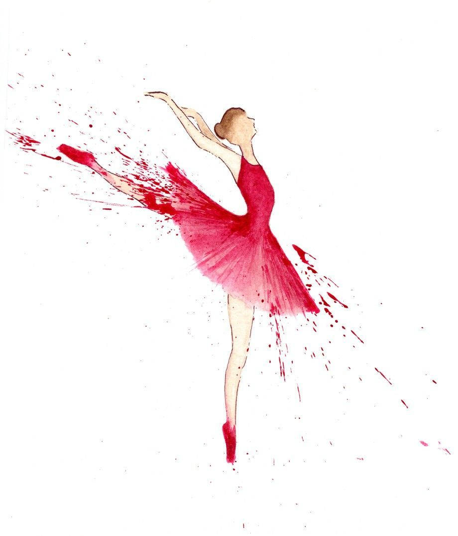 Ballet Dancer Red Paint Art Background