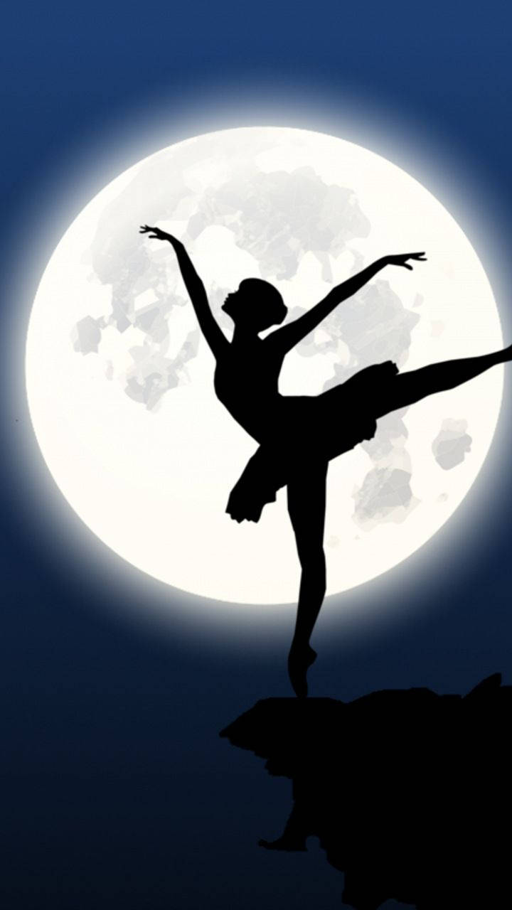 Ballet Dancer Silhouette And Moon Background