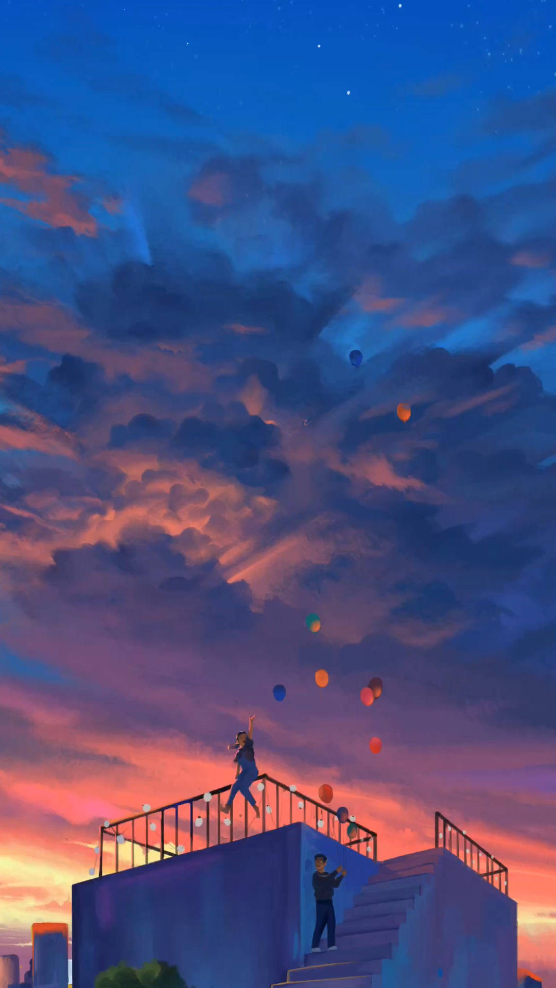 Balloon Sunset Themes Background