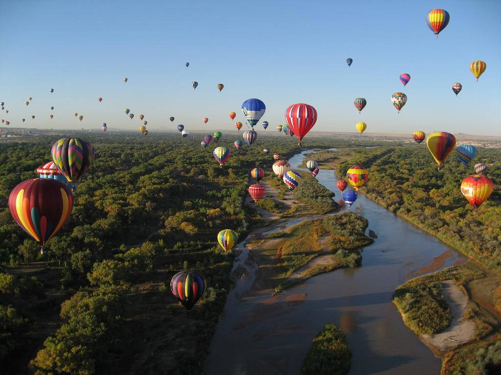 Balloons Above Albuquerque Landscape Background