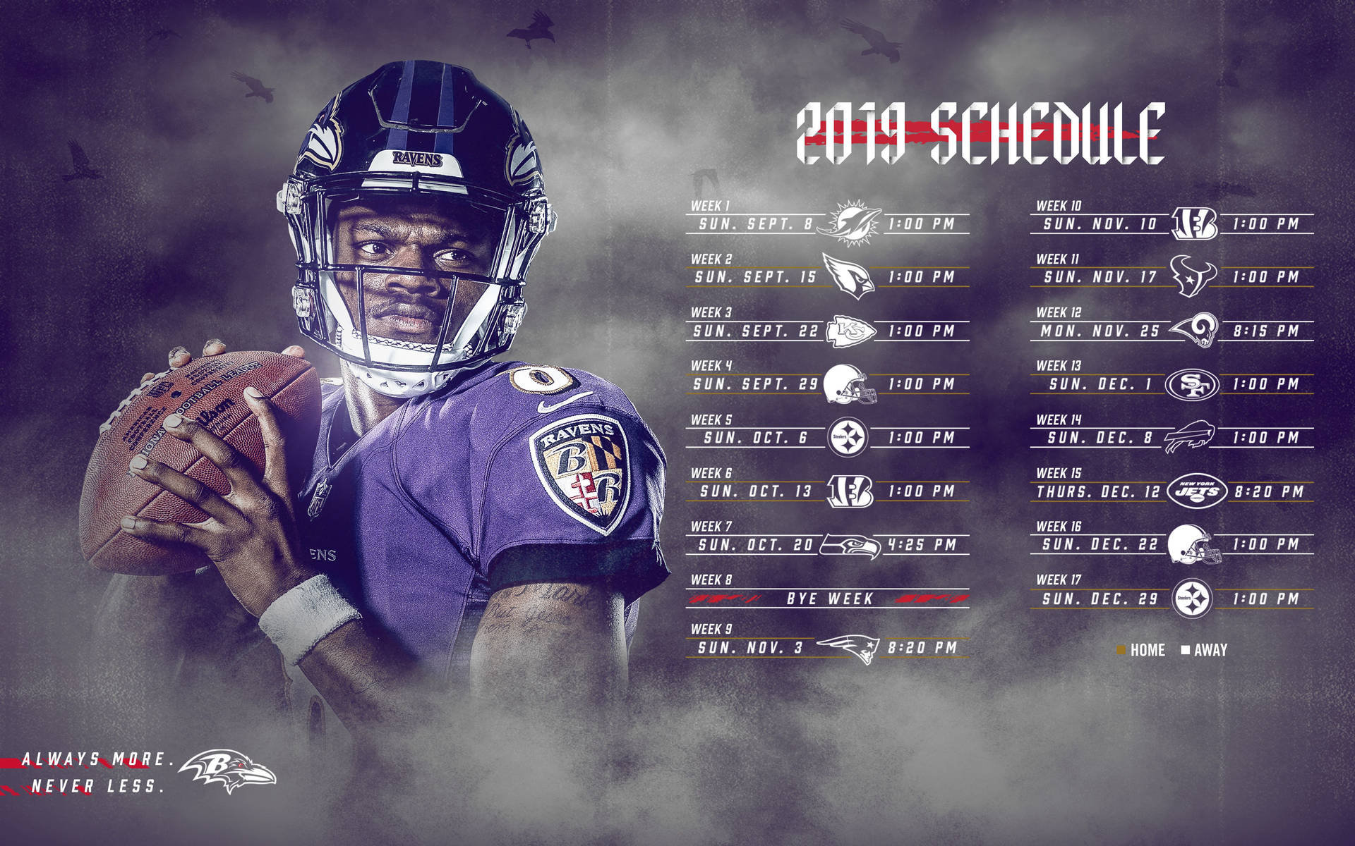 Baltimore Ravens 2019 Game Schedule Background