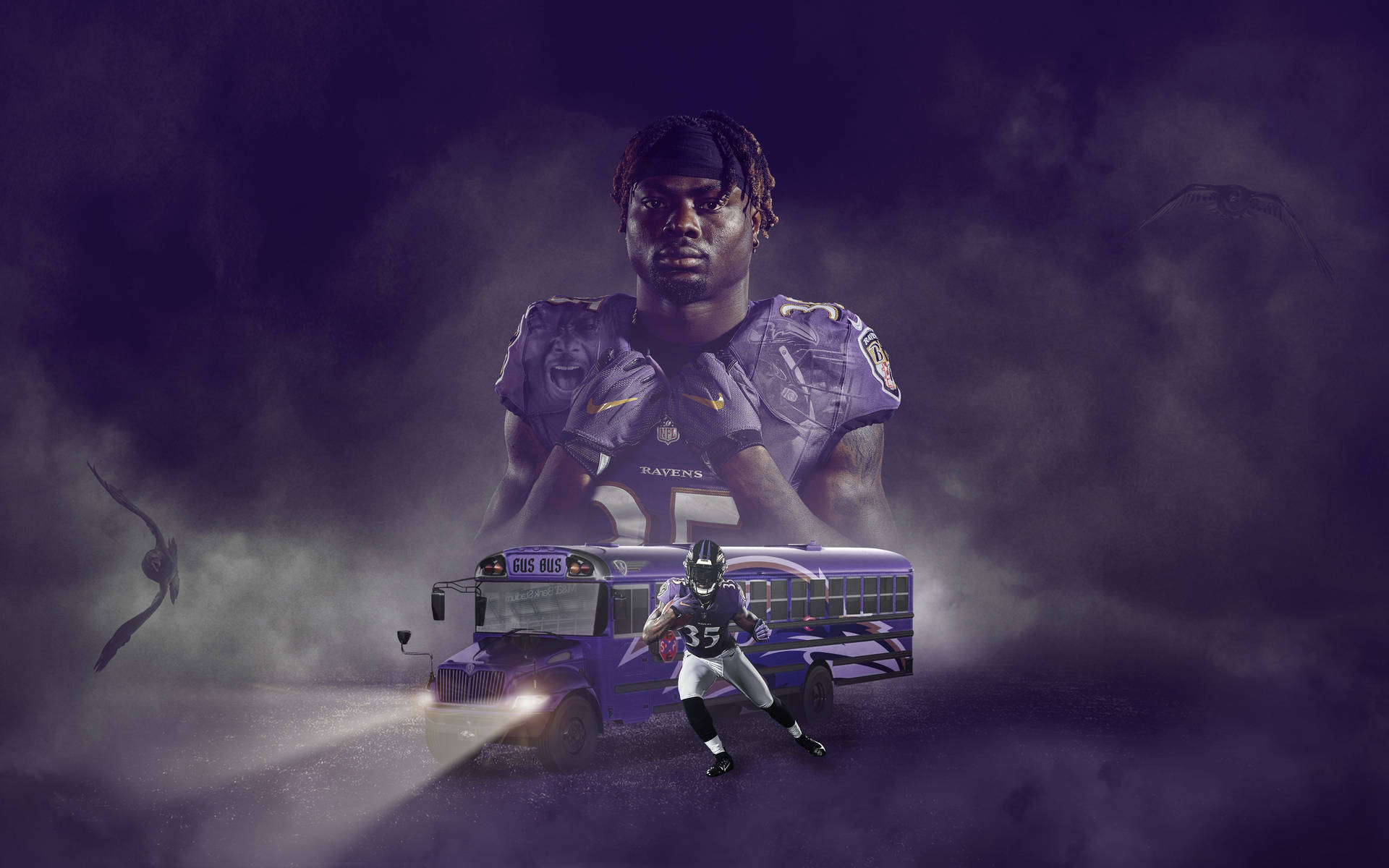Baltimore Ravens Gus Edwards Poster Background