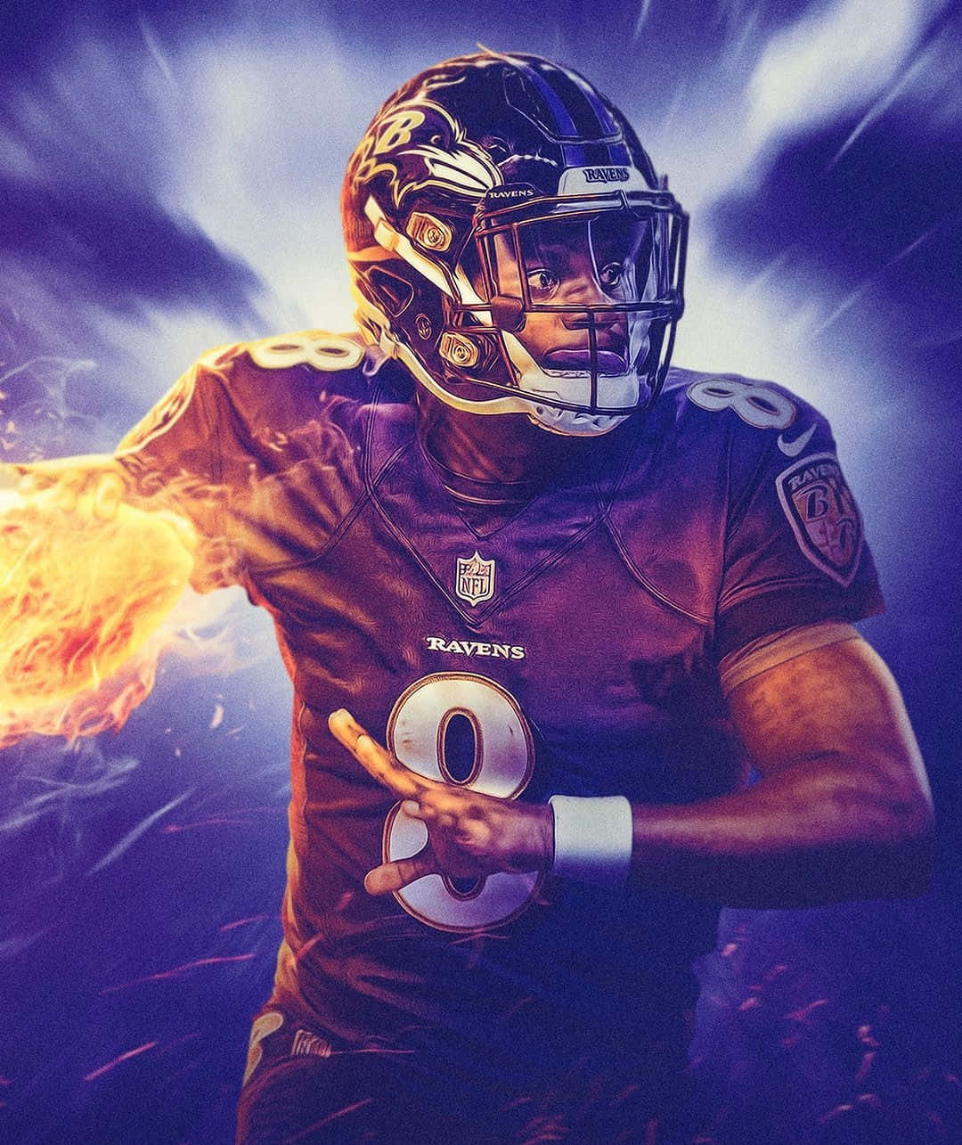 Baltimore Ravens Qb Lamar Jackson Dominates On The Field Background