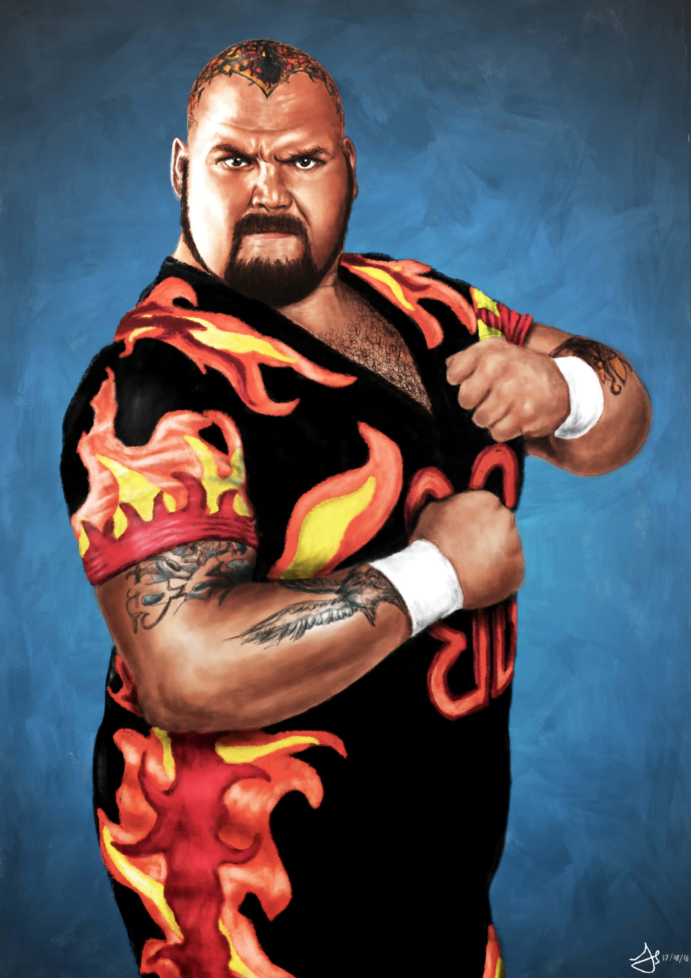 Bam Bam Bigelow Muscular Body Portrait Shot Background