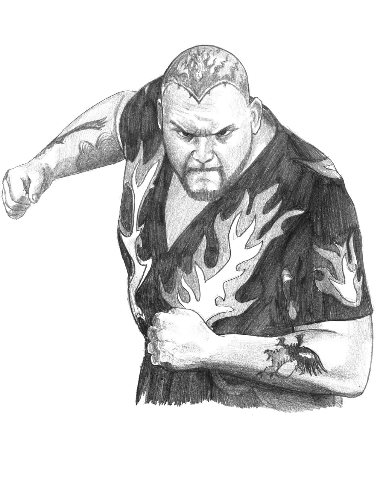 Bam Bam Bigelow Pencil Sketch Fanart Background