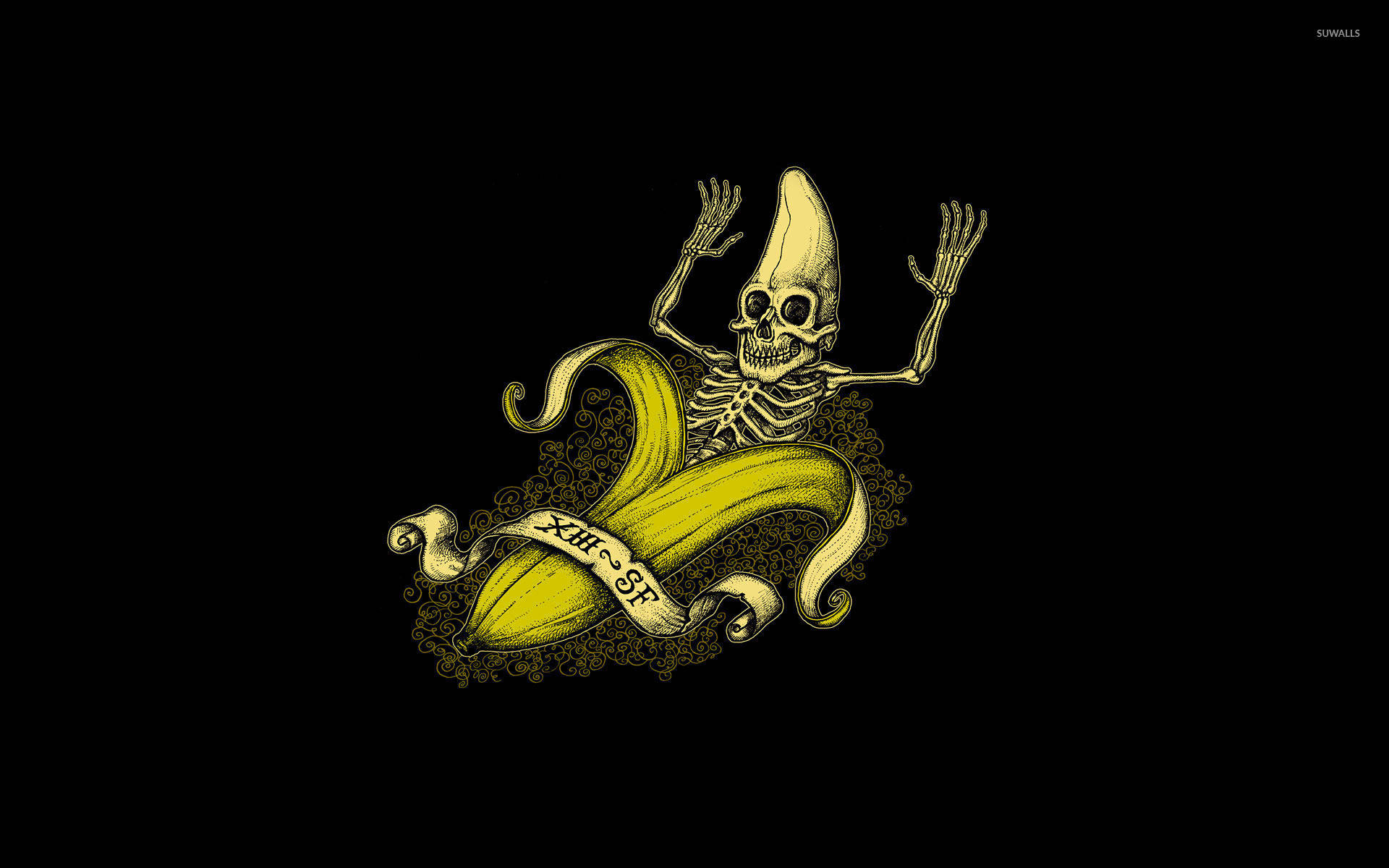 Banana Skeleton Art Background