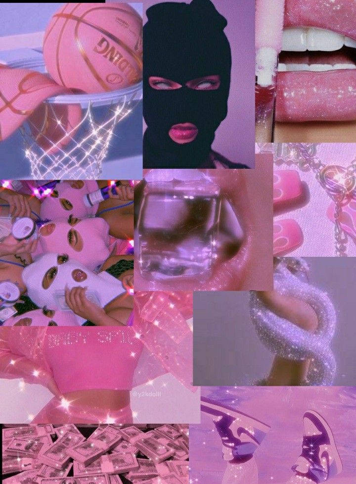 Bandit Mask And Glitters Pink Baddie Background