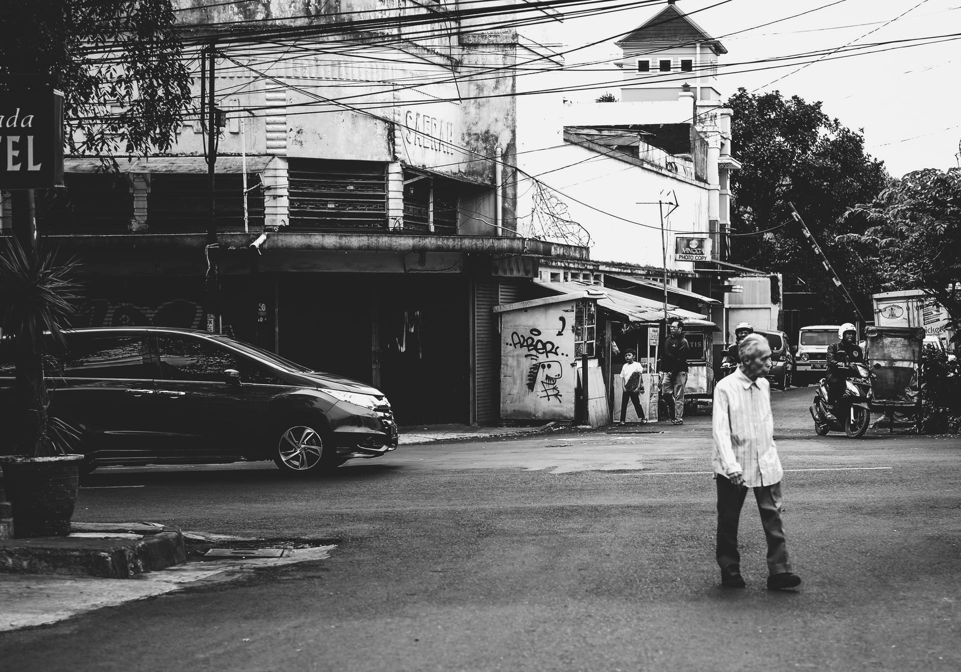 Bandung City Black And White Background