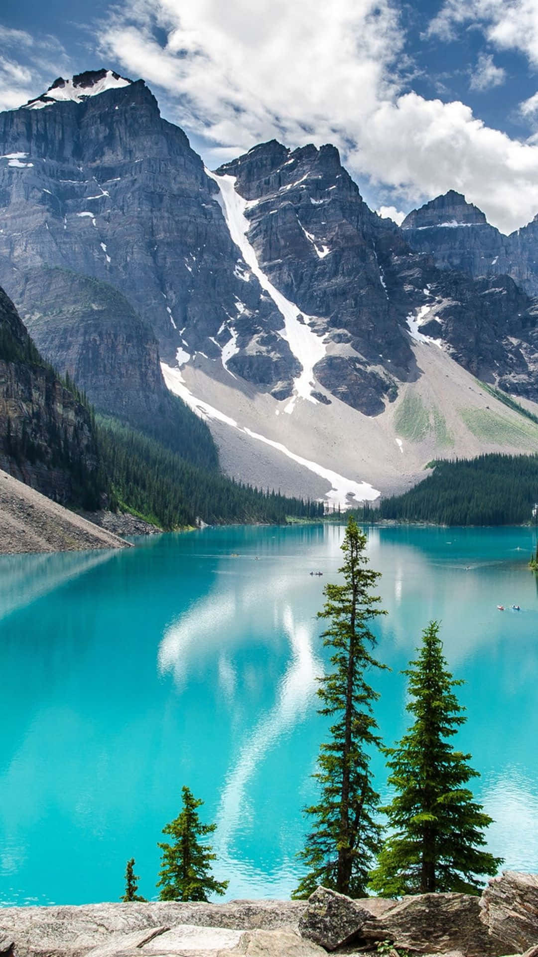 Banff National Park Snowy Mountain And Blue River Background