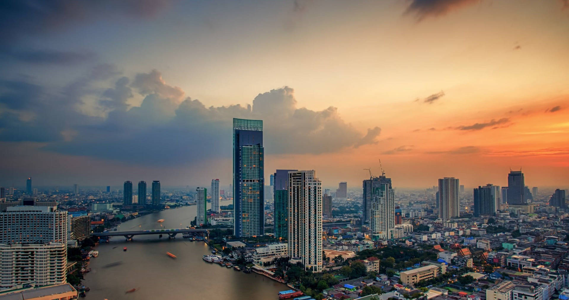 Bangkok City Sunset Photography Background