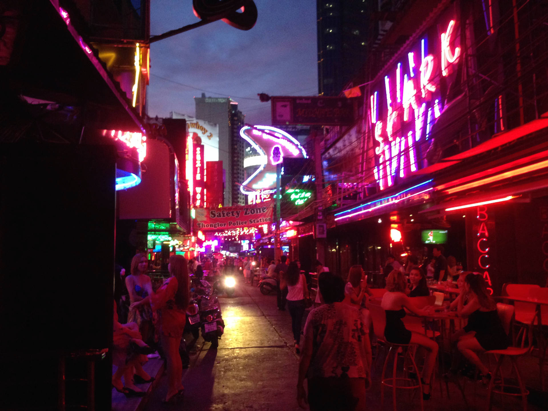 Bangkok Red Light Street Background