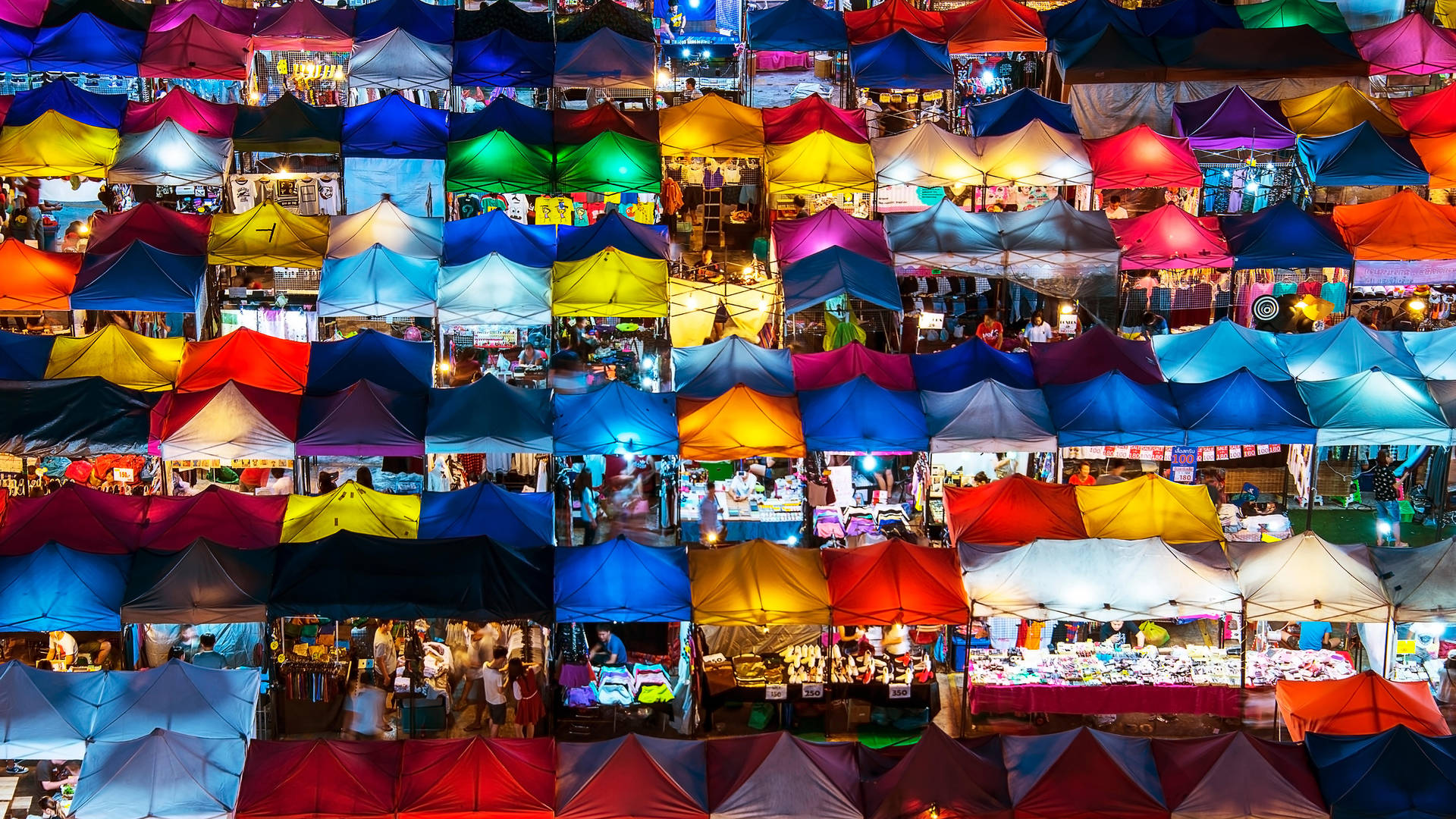 Bangkok's Colorful Night Market Background