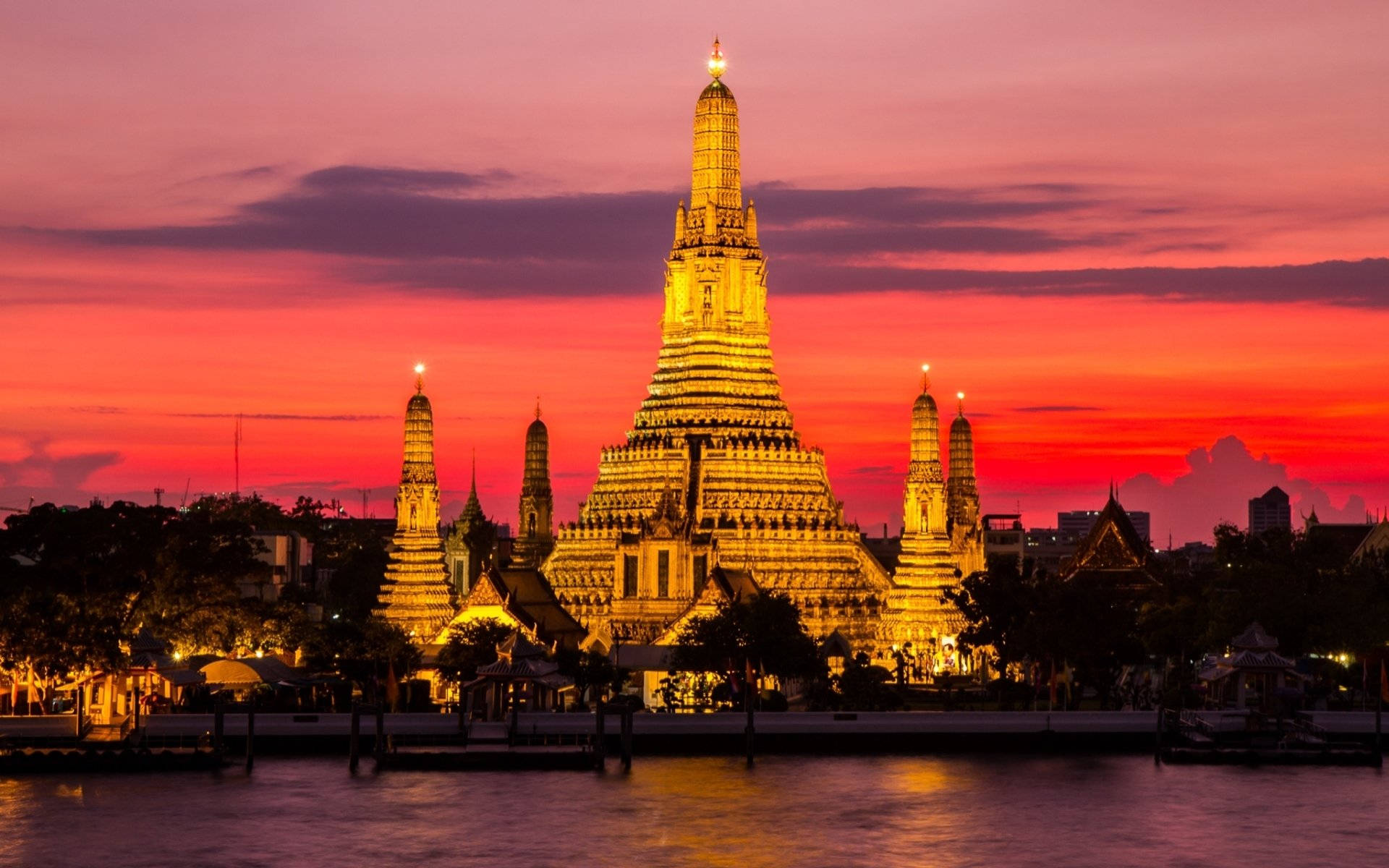 Bangkok Wat Arun Sunset Photography Background