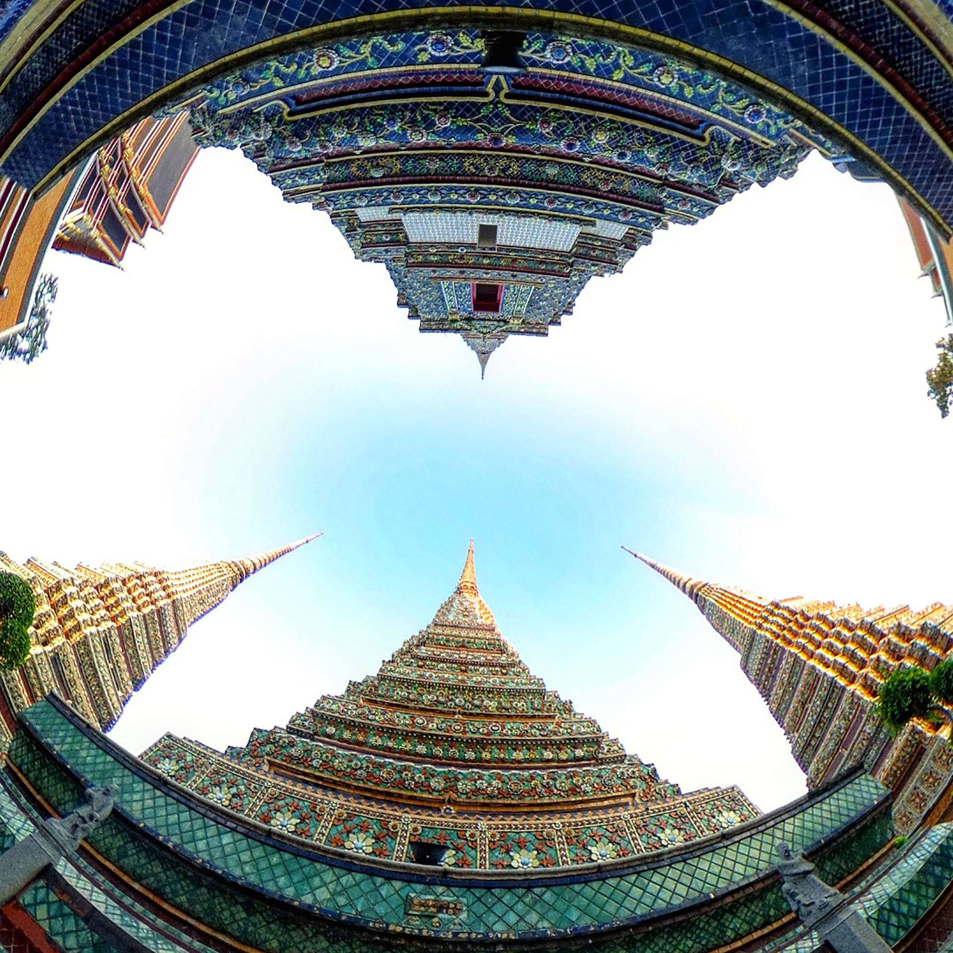 Bangkok Wat Pho Fisheye Photography Background