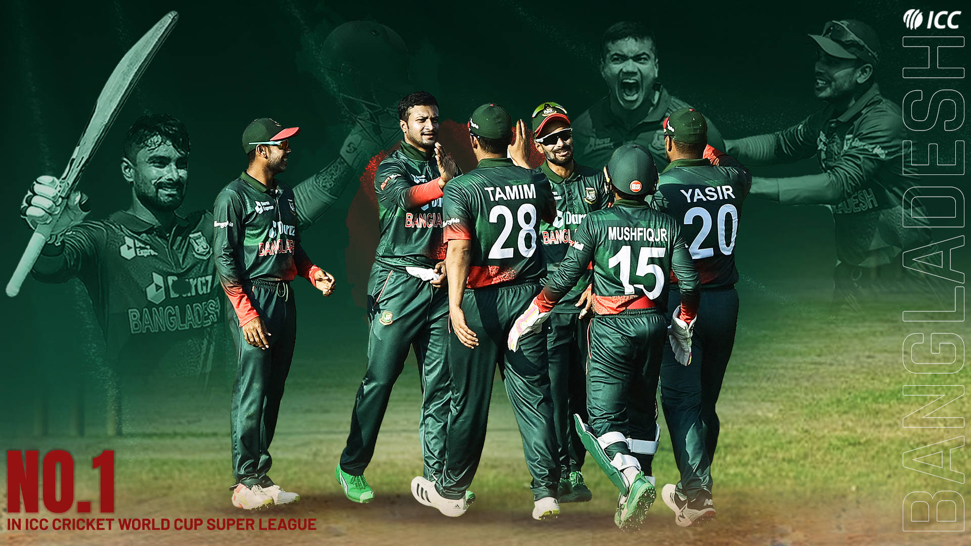 Bangladesh Cricket Team Green Poster Background