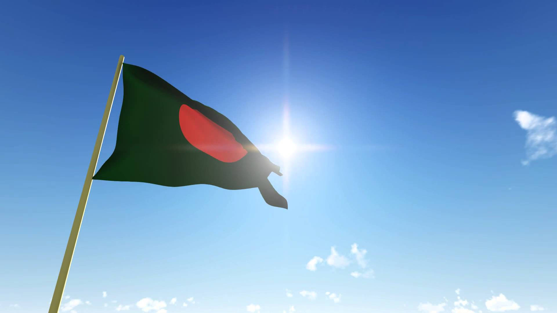Bangladesh Flag In Flag Pole Background