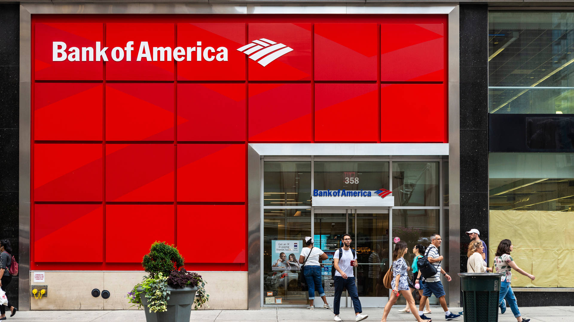 Bank Of America Red Facade