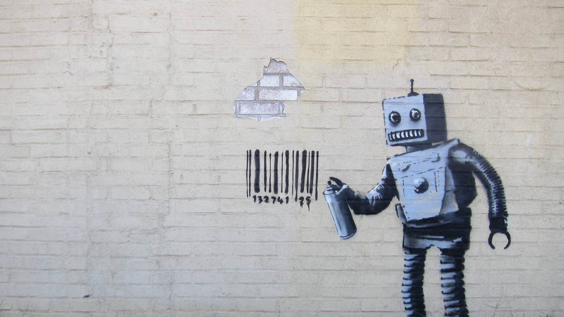 Banksy Barcode Robot Background