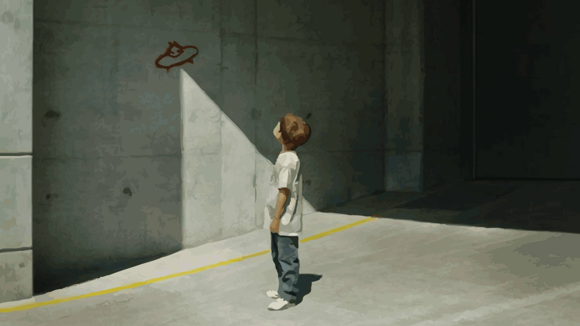 Banksy Boy At Urban Wall