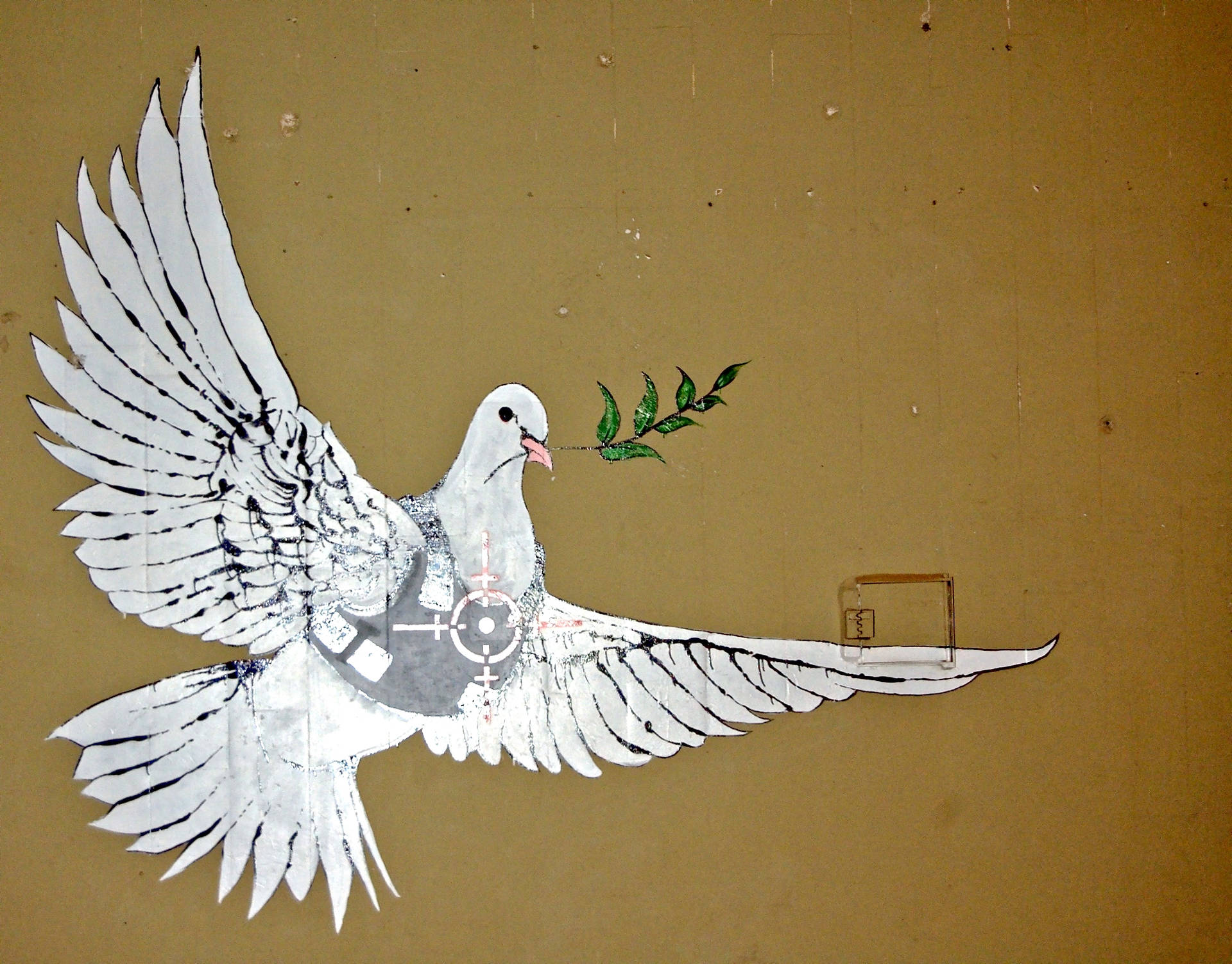 Banksy White Peace Dove Background