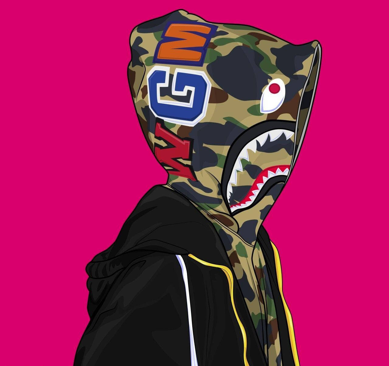 Bape Cartoon - Get Caught Up In Comic Chills 🤍 Background