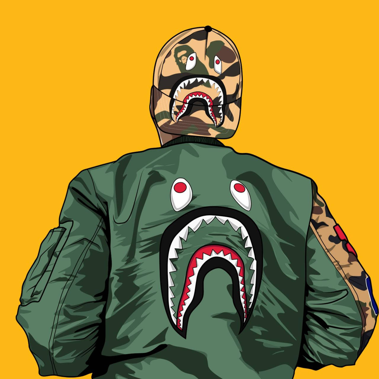 Bape Cartoon Shark Background