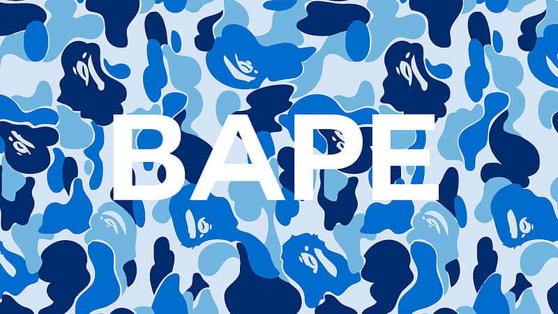 Bape Logo In Blue And White Background