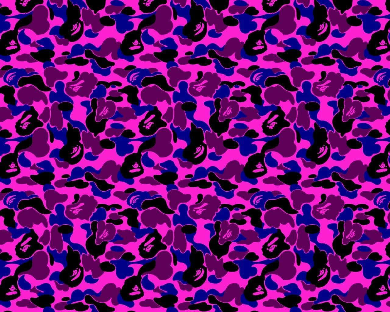 Bape Purple Shades Camo Pattern Background