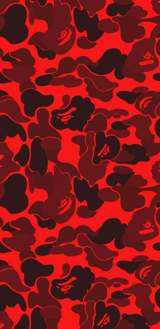 Bape Red Shades Camo Pattern Background