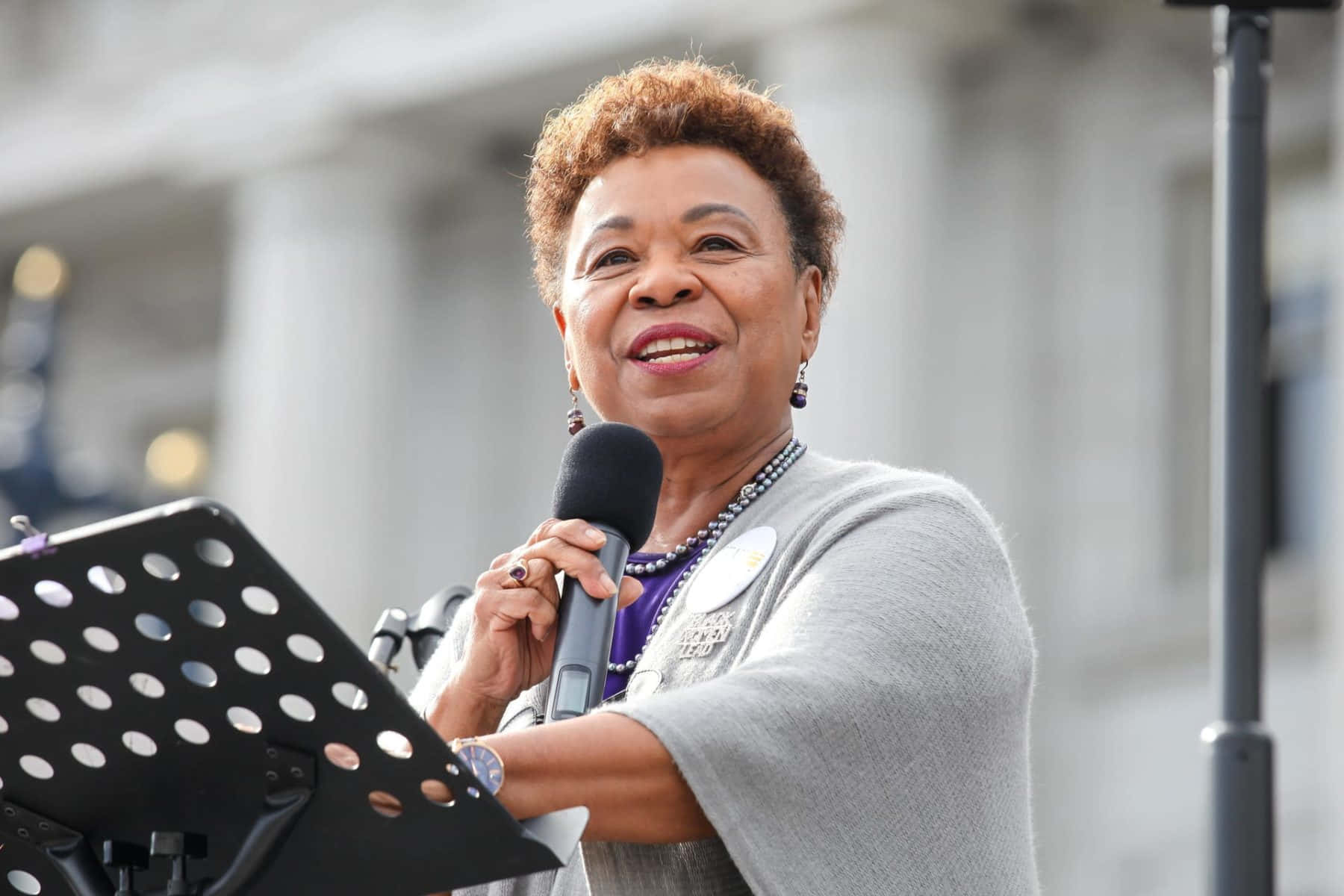 Barbara Lee Doing Speech Background