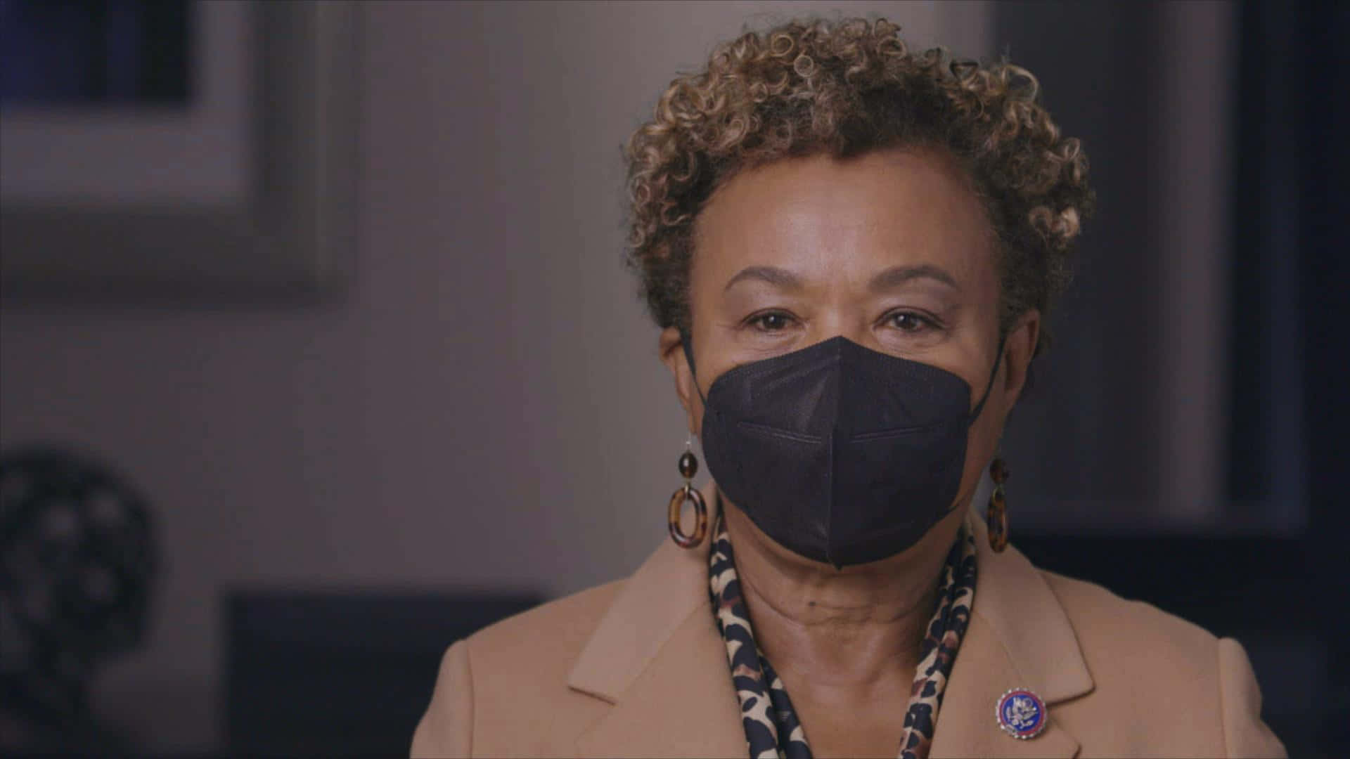 Barbara Lee Wearing Mask Background