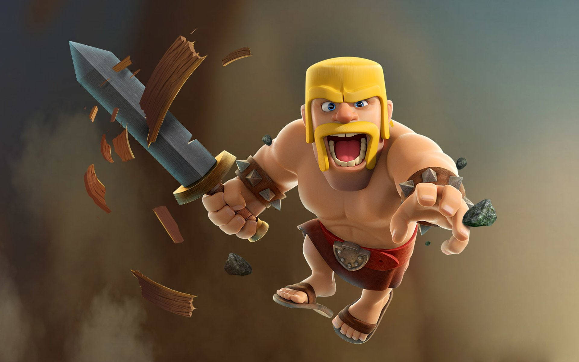 Barbarian Holding A Sword Clash Of Clans Background